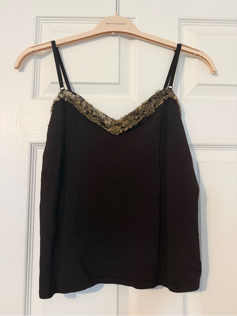 Alberto Makali Brown Embellished Beaded Camisole Tank Top Size Large